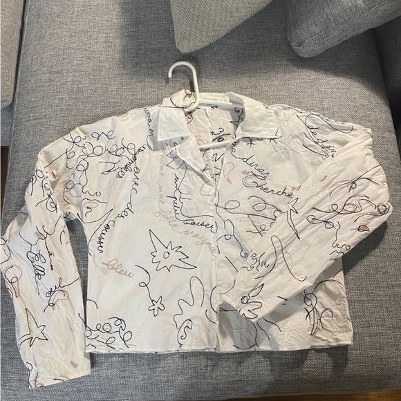 Aritzia Babaton Embroidered Blouse | White | Size Small - Picture 2 of 6